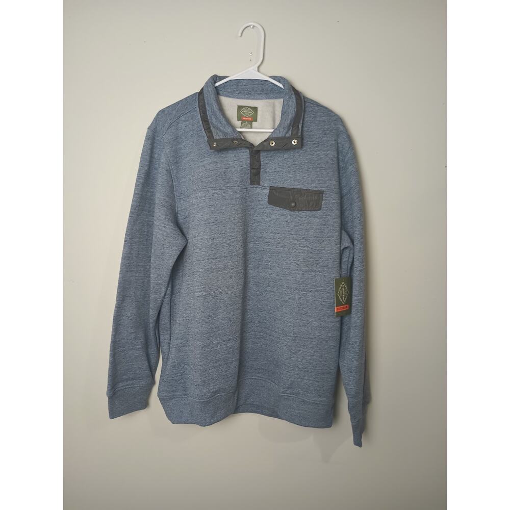 St Johns Bay NWT Outdoor Half Button Blue Pullover Sweatshirt Men's Large Gift